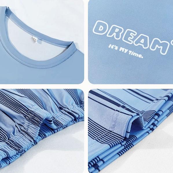 Summer Clear Sky Blue Simple Wind Pajamas Women's Crew Neck Short Sleeve Shorts Set Comfortable Casual Women's Loungewear Thin