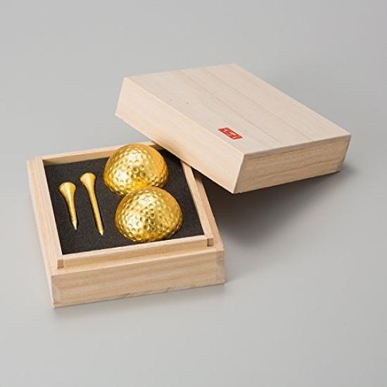 

Golf Competition Prize Paulownia Boxed Gold Leaf Golf Ball Tee Set [Entertainment Gift] & (Double) золотой