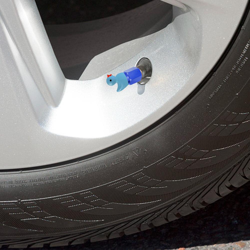 4Pcs Cute Duck Glow In The Dark Tire Valve Caps Auto Tire Valve Stem Caps Tire Air Valve Caps for Cars Motorcycles and Bicycles
