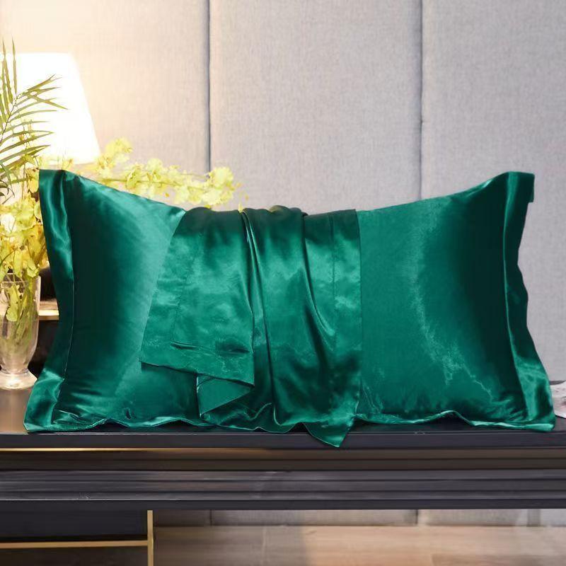 

2PCS Наволочка зі 100% чистого шовку Наволочка зі справжнього натурального шовку Шовкова наволочка шовковиці 48x74cm темно-зелений колір