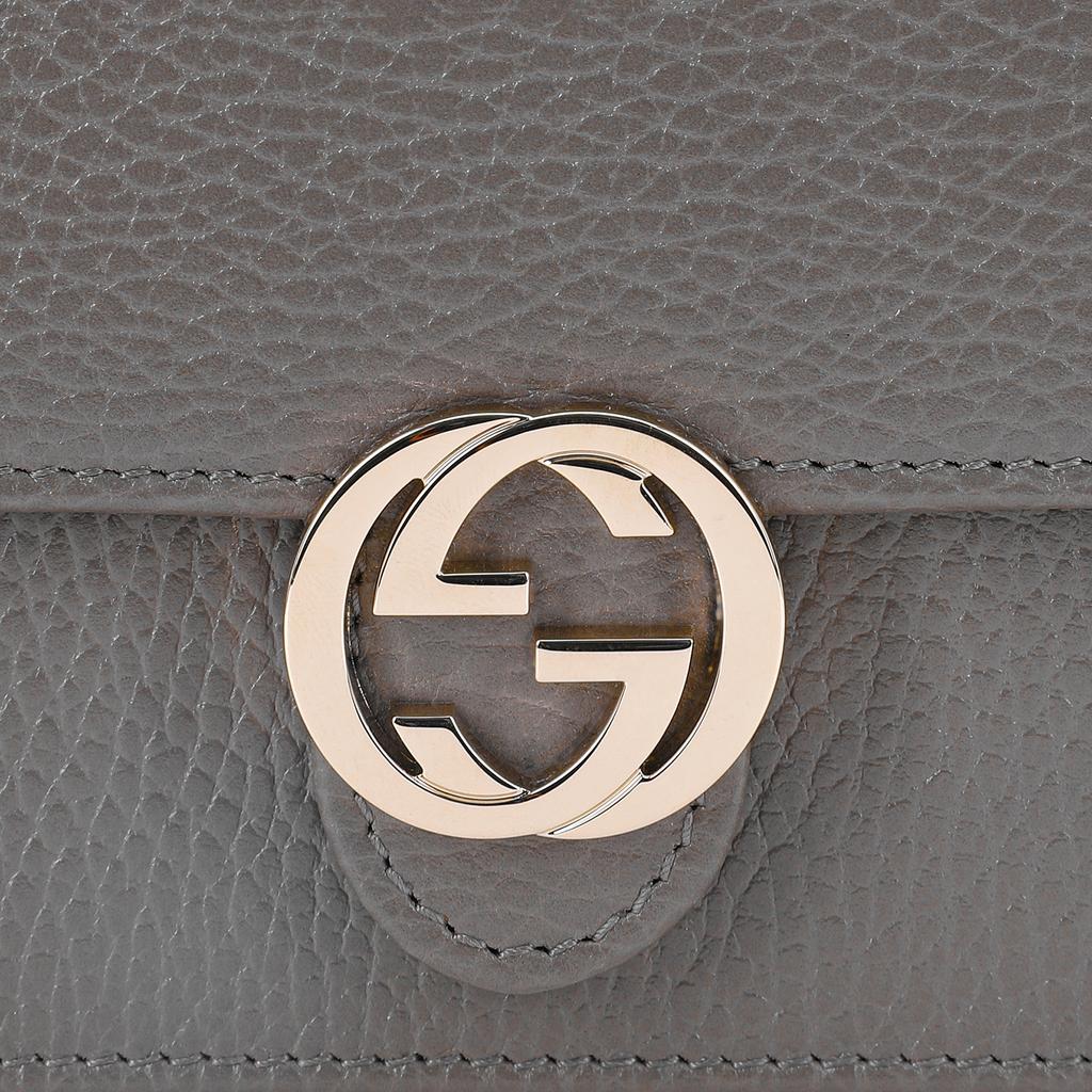 Gucci Double G Series Double G Logo Snap Closure Leather Woc Chain Bag Women Shoulder Bag Gray 510314-CAO0G-1226
