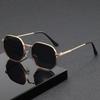 Men's Trendy Blue Polarized Sunglasses - Polygonal Metal Frames for Driving and Beach Travel