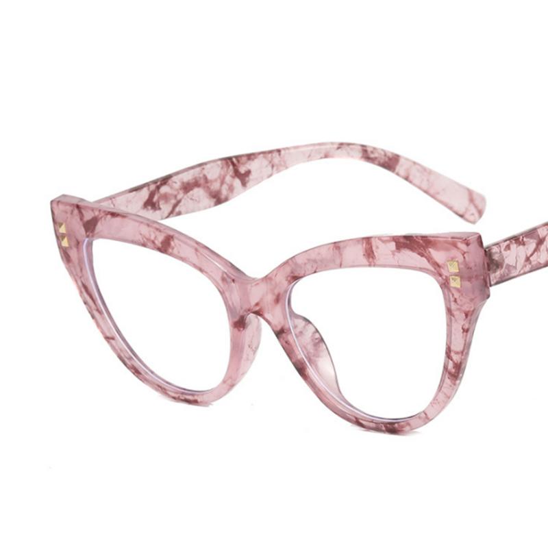 Cat Eye Rivets Black White Frame Clear Glasses Myopia Nerd Spectacles  -0.5 -1.0 -2.0 To -6.0 Fashion Hyperopia +0.5 To +6.0