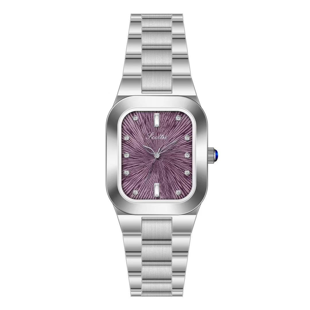 9743B Square Steel Belt Watch Fashion Women S Watch
