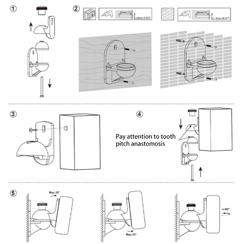 Universal Surround Small Satellite Ceiling Speaker Brackets 1Set Black Soundbar Wall mounting Brackets for Speakers