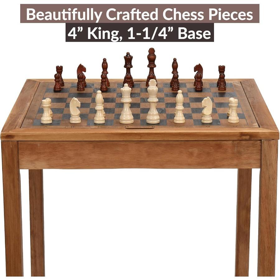 Games Wooden Chess Table Chess Checkers and Backgammon 3 In 1 Combo Game Table Furniture Set for Home Recreation 25 X 25 Compac