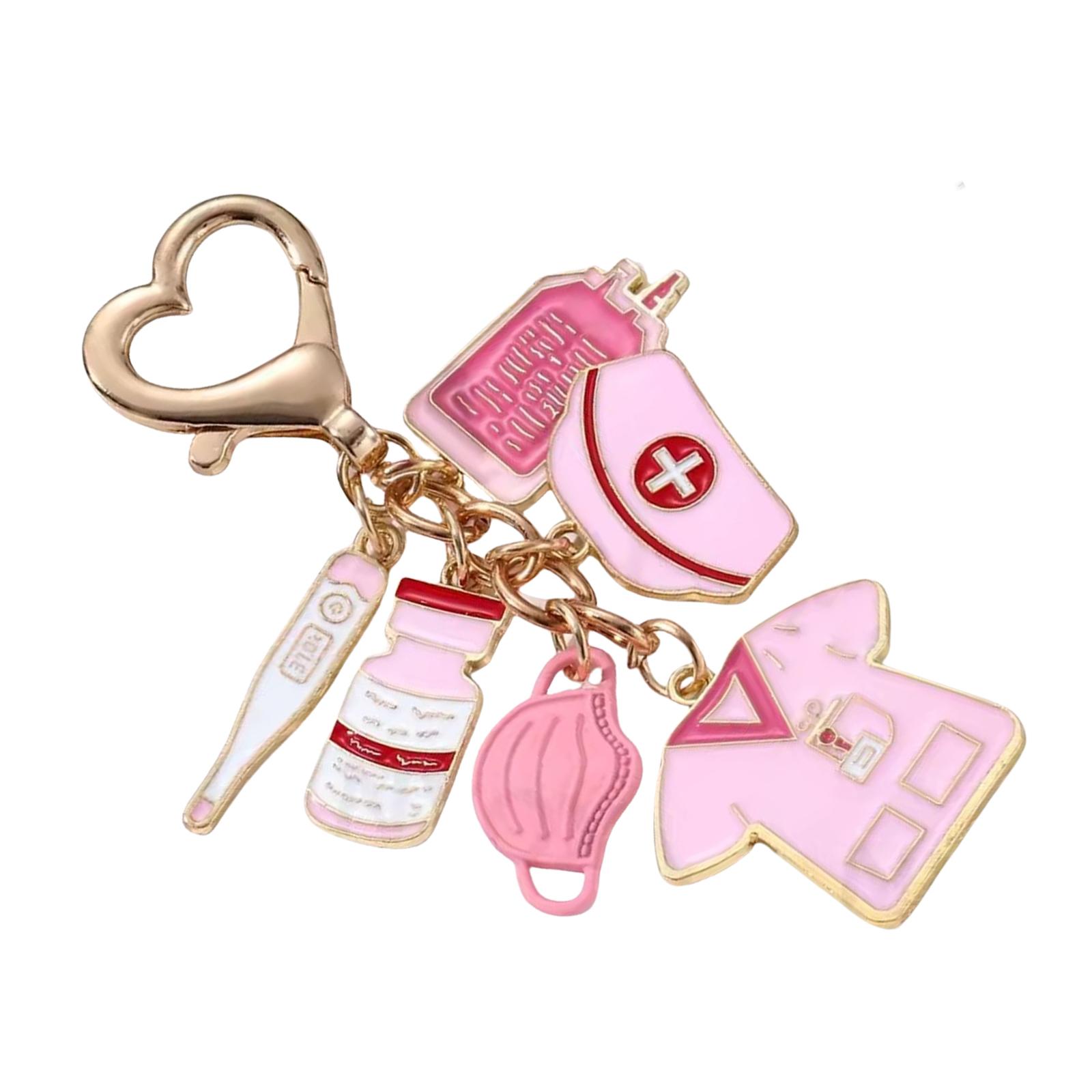 

Practical Sturdy Alloy Nurse Items Keychain Set Convenient Portable for Nurses and Healthcare Workers Daily Casual Use рожевий