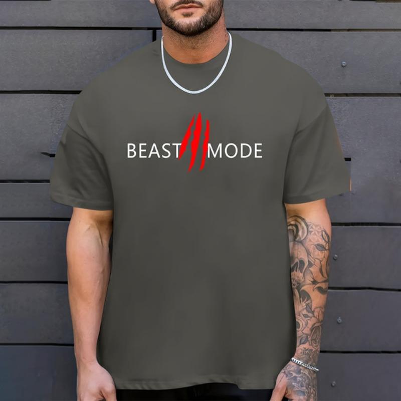 

2025 Новая хипстерская мужская одежда, мода Beast Mode, буквенный принт, короткий рукав, футболки больших размеров, свободные футболки, мужская спортивная одежда 5XL
