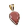 Natural Sunstone Gemstone 925 Solid Sterling Silver Two Tone Pendant 1.25" W6u54