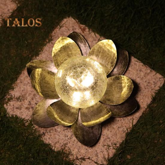 Luce solare a forma di loto, accensione/spegnimento automatico, IP55, impermeabile, design wireless, lampada solare da giardino, prato, patio, decorazione per esterni