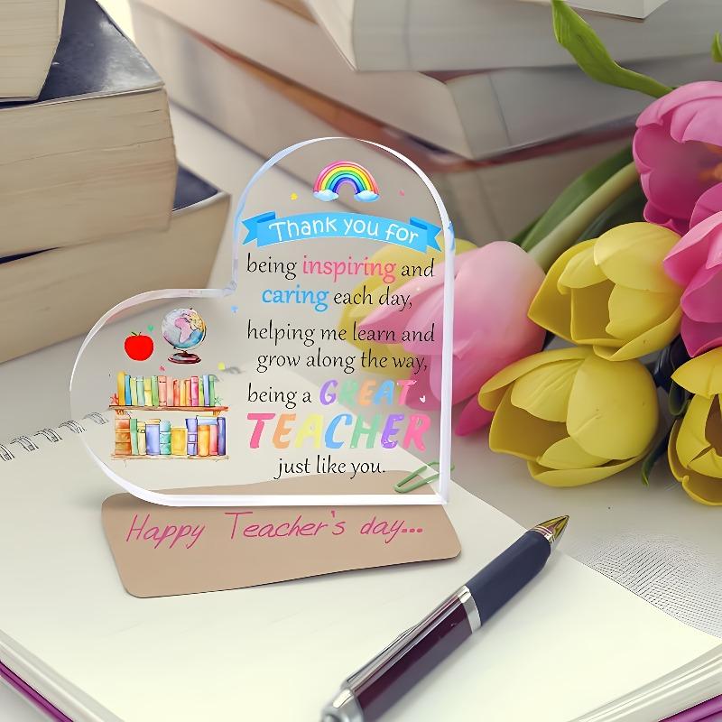 2D Flat, Heart-Shaped Teacher Appreciation Desktop Decoration, Teacher Retirement Gift, Suitable for wall decoration, porch, room, villa, accents Home
