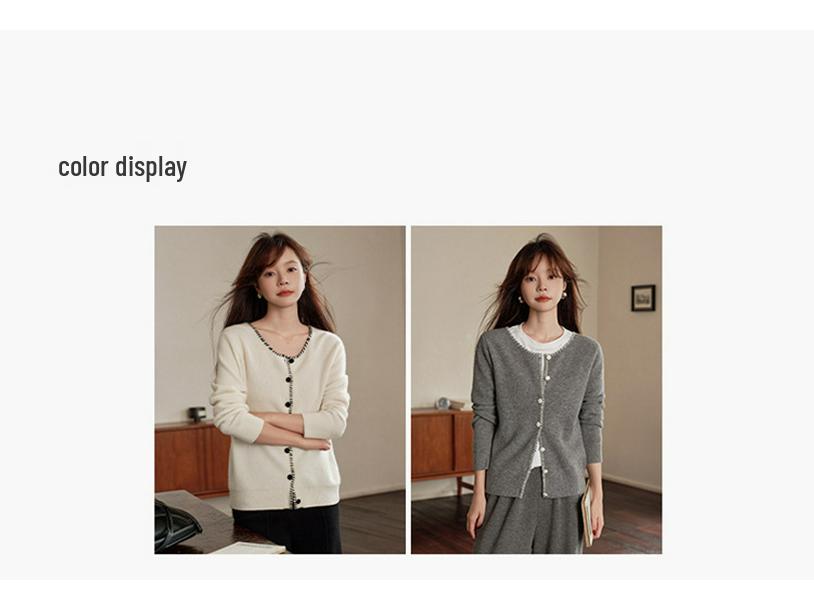 2024 Ejia Style Women's 100% Pure Cashmere Cardigan - Autumn/Winter Loose Knit Handmade Sweater Coat