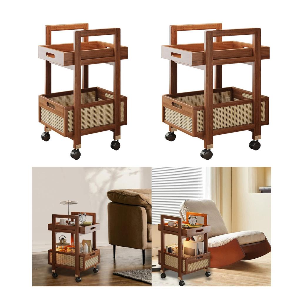 2 Tier Mobile Cart for Storage And Organization with Wheels Living Room