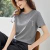 Demana Fresh Cloud Cotton Embroidered Crew Neck Short Sleeve T-Shirt