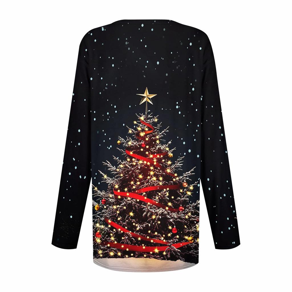 Dámská mikina svetr Aktivní sportovní oblečení do kapsy vánoční potisk ležérní top s kulatým výstřihem a dlouhým rukávem