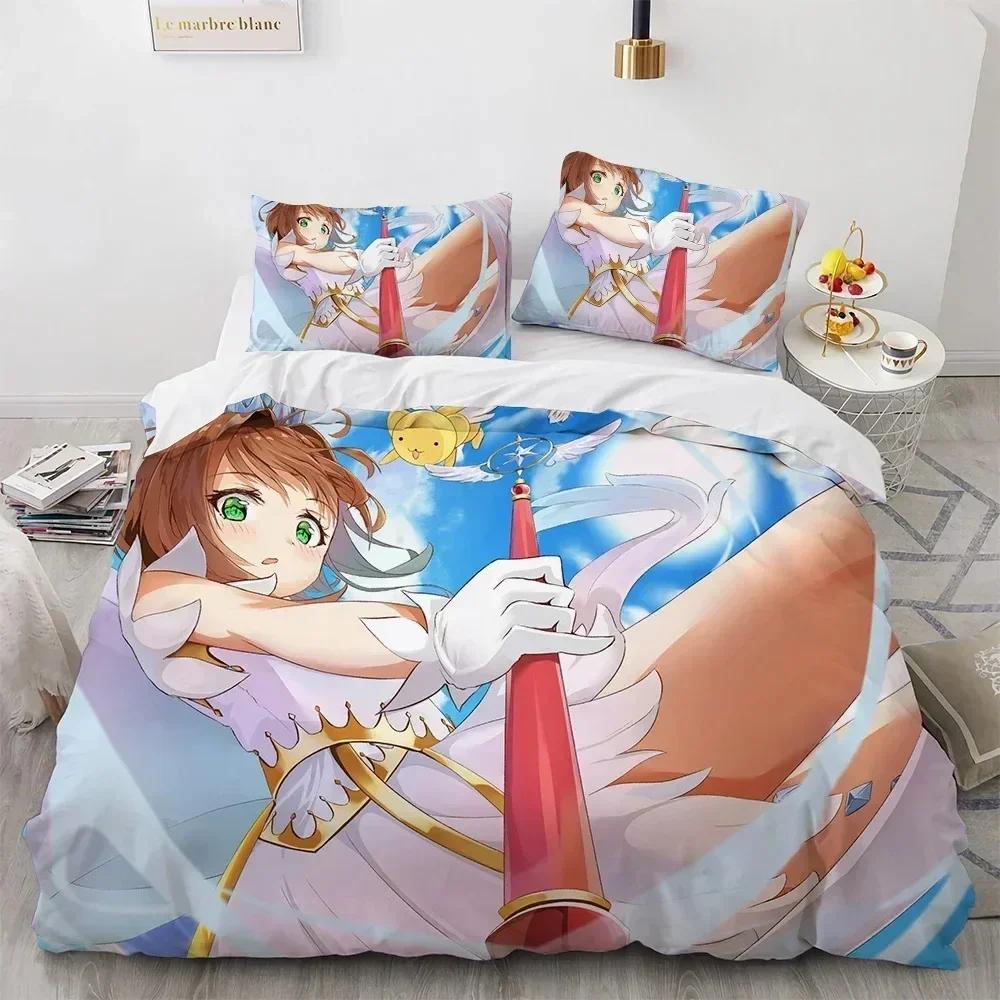 Anime Cardcaptor Sakura Bedding Set Duvet Cover Sheet Printed Bed Set Pillowcase Bed Full Queen King Size Comforter Bedroom