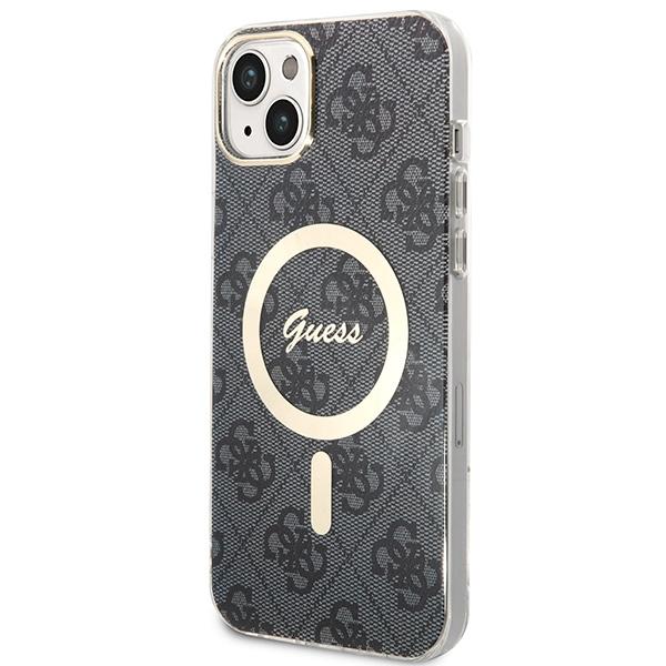Guess GUBPP14SH4EACSK Case+ Charger Set iPhone 14 / 15 / 13 6.1" black/black hard case 4G Print MagSafe