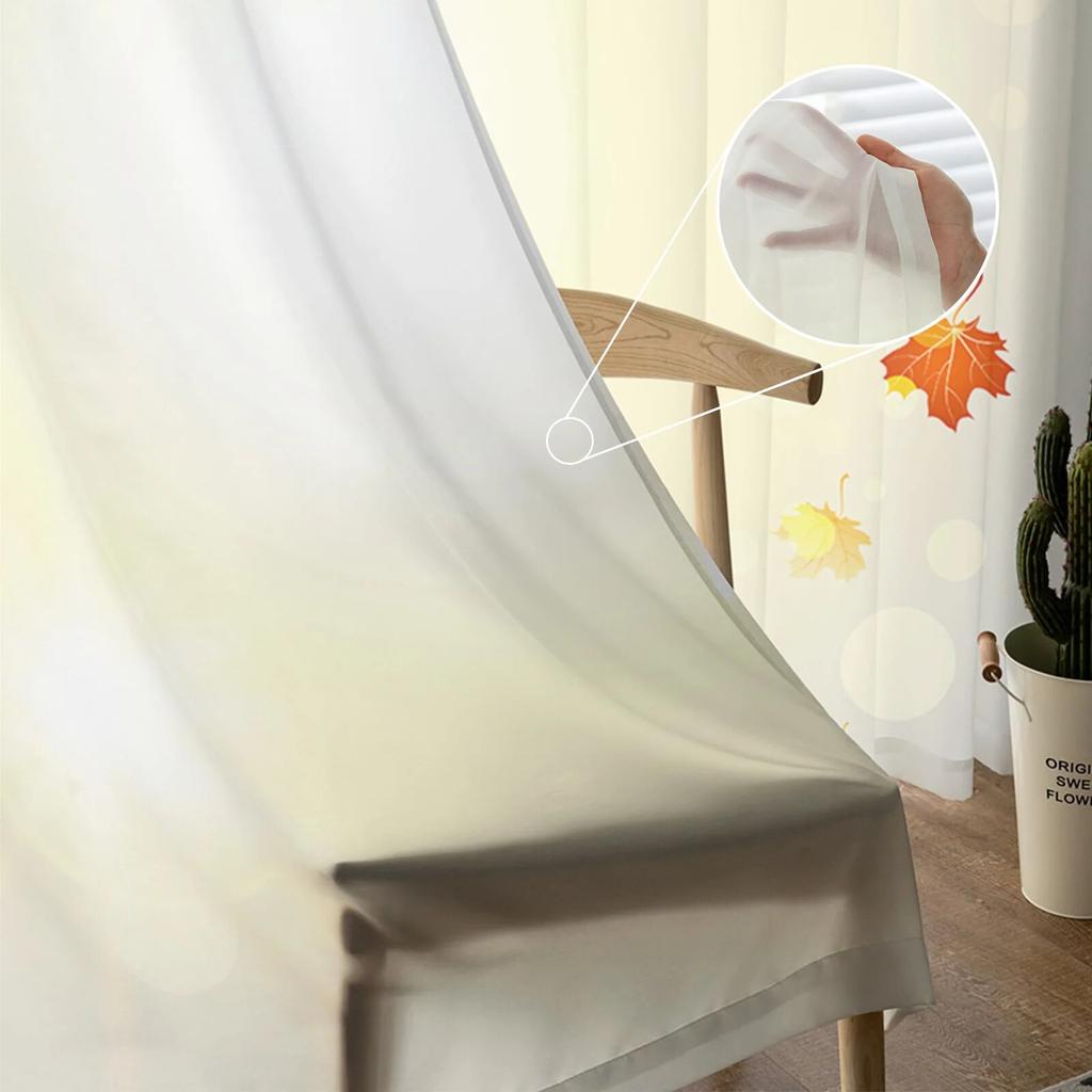 Autumn Beauty Leaves Yellow Sunshine Window Curtains Living Room Tulle Curtains Kitchen Decor Kids Room Curtain Window Treatment