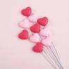5pcs Birthday 3D Red Heart Cake Toppers Pink Heart Love Cake Decor Happy Birthday Anniversary Wedding Cupcake DIY Decoration