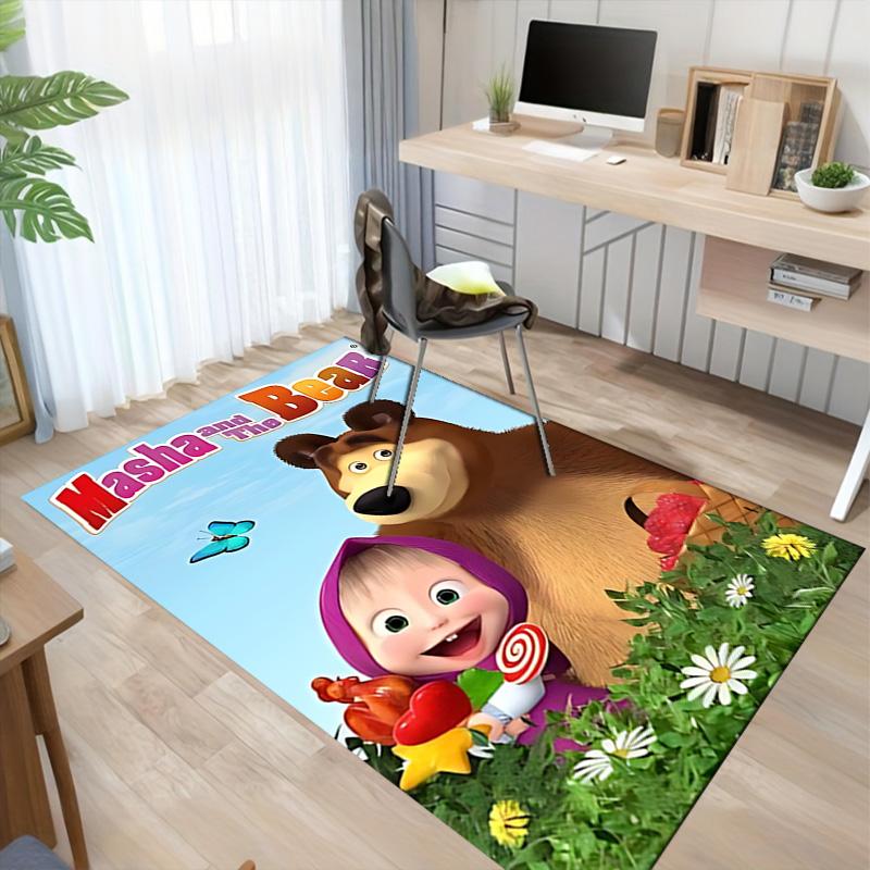 Masha Bear Adventure Carpet For Playroom Bedroom Living Room Sofa Home Decorkids Game Area Rug Nonslip Floor Mat