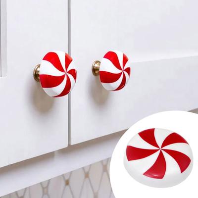 Christmas Knob Covers for Cabinets Red White Peppermint Stretchable Handle Covers Decorative Drawer Pulls