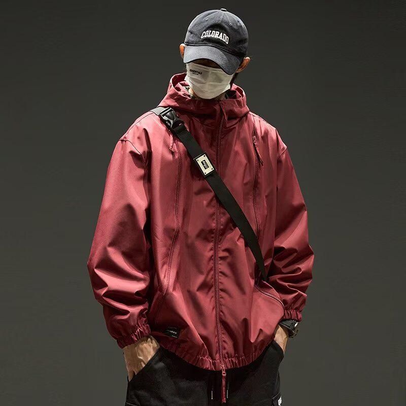

Men s Plus Size Trendy Windbreaker: American-Style Outdoor, Windproof, Functional Jacket for Hiking and Workwear in Spring and Autumn. M красный