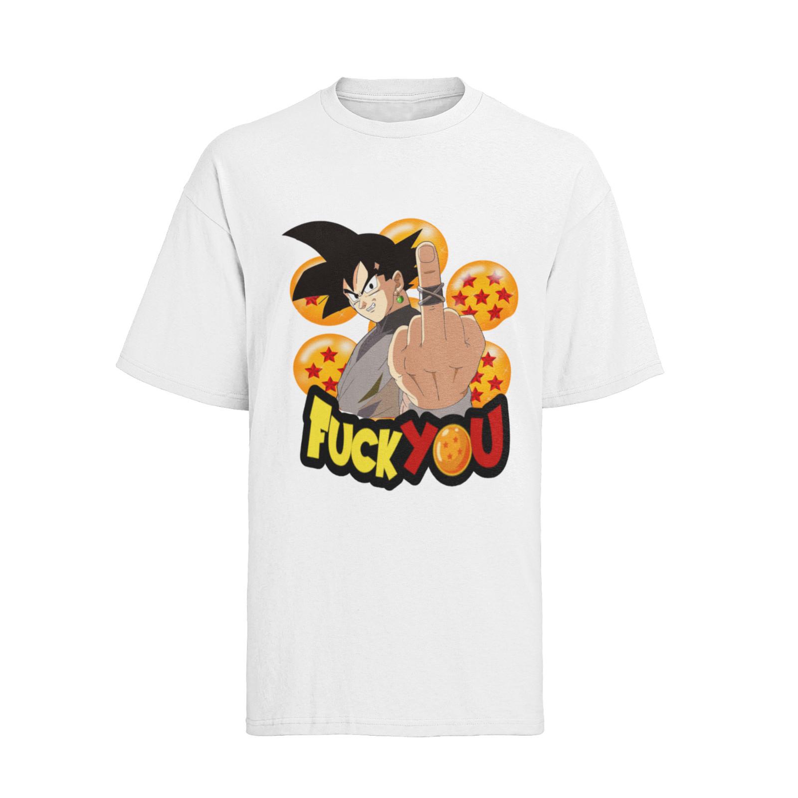 Dragon Ball Son Goku Herren T-Shirt Mens Womens Tees Top Bio-Baumwolle Fuck You Mittelfinger L