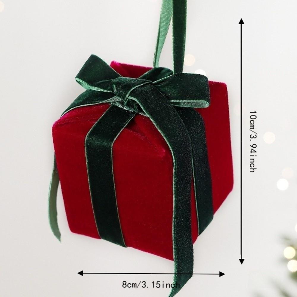 Bow Christmas Tree Decoration Velvet Gift Box Pendant Scene Setup Desktop Ornaments Gift
