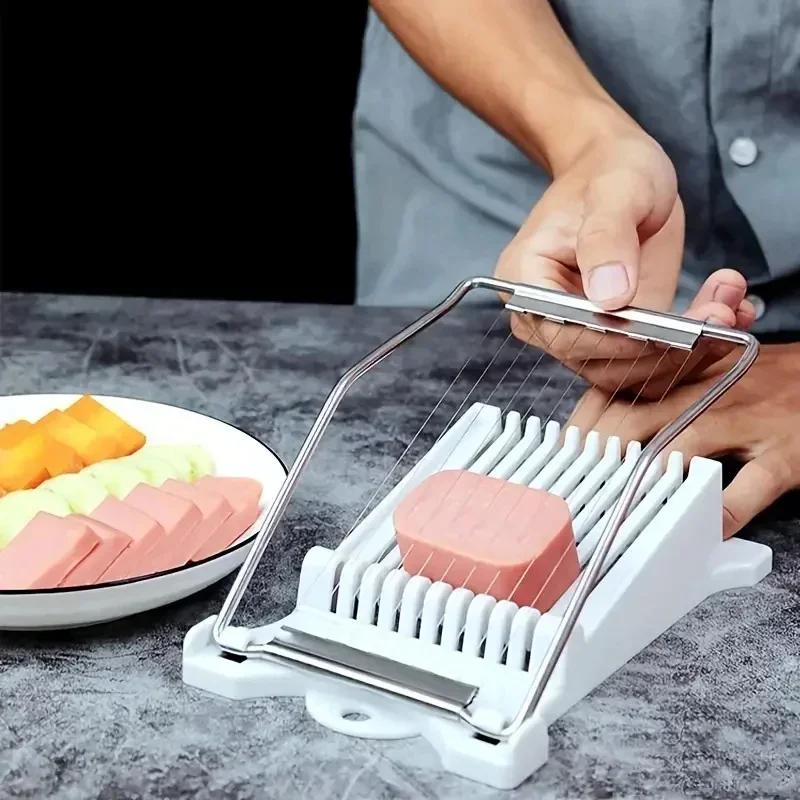 Multifunctional Kitchen Tool Section Cutter Mold Stainless Steel Egg Slicer Tool Handheld Fruit Boiled Egg Luncheon Meat Cutters