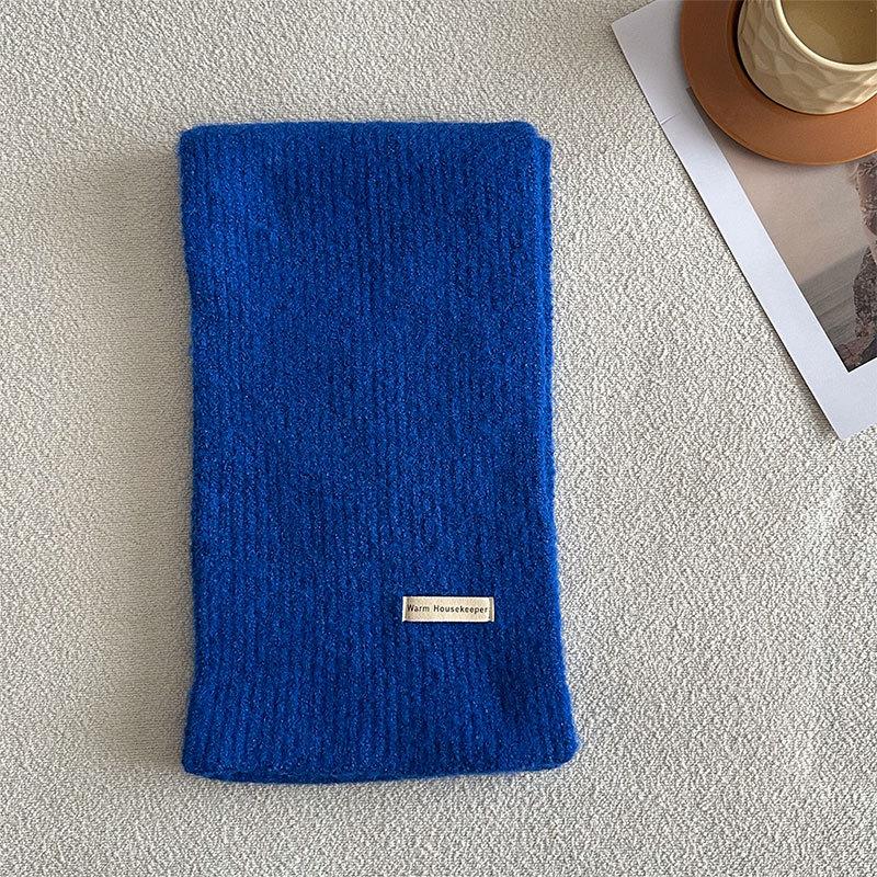 Luxury Women's Scarf Autumn/Winter New Solid Color Korean Knitted Wool Blended Warm Shawl Fashion Versatile Scarf