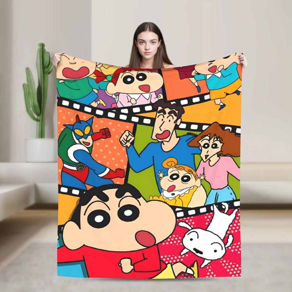 Crayon Shin chan Cartoon Decke Flanell Frühling Herbst Multifunktion Super Weich Überwurfdecken für Sofa Auto Bettwäsche Überwürfe