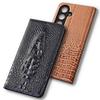 Custodie per SAMSUNG Galaxy A56 A36 A26 A16 5G Custodia a libro con testa di coccodrillo 3D Portacarte in vera pelle di mucca Coperture magnetiche