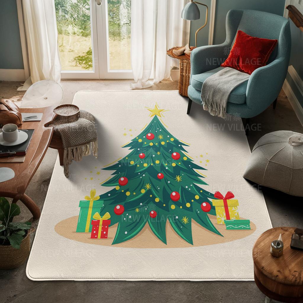 House Entrance Carpet Home Door Mat Living Room Bath Foot Bathroom Non-slip Water Absorption Rugs Bath Merry Christmas Winter
