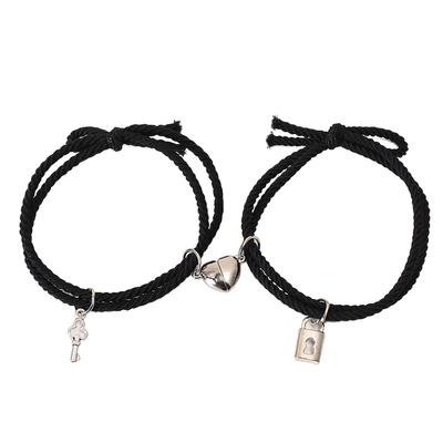 2 Pezzi Braccialetto per Coppia Design Unico a Forma di Cuore con Serratura a Chiave Braccialetto Elegante Semplice per Feste Appuntamenti
