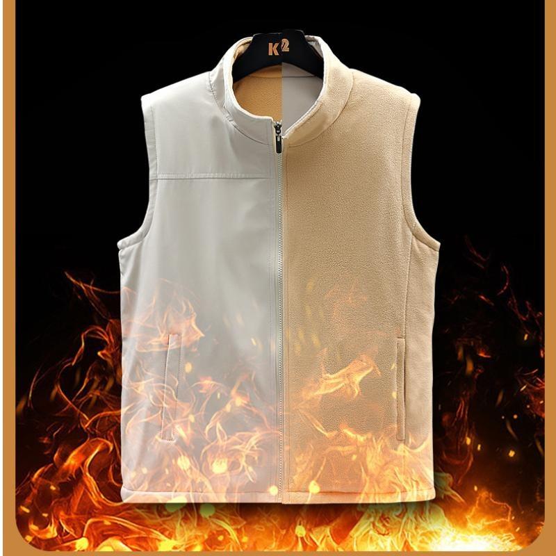 Autumn And Winter New Style Double-sided Vest Men's Stand-up Collar Casual Loose Vest Vest Large Size Vest Warm Jacket For Men