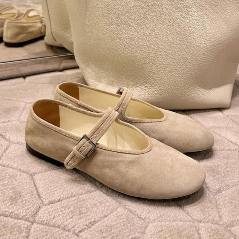 Comfortable Sheepskin Mary Jane Flats Women Ballet Shoes Round Toe Minimalist Strap Low Cut Casual Shoes