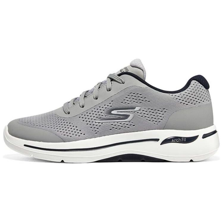 Skechers Go Walk Arch Fit Men Gray White Low Top Casual Shoes Mesh Cushioned Durable 216262-GYNV 42