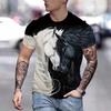 New Fun Cat Print Men's T-Shirt Street Trend Short Sleeve Versatile Men's T-Shirts Top