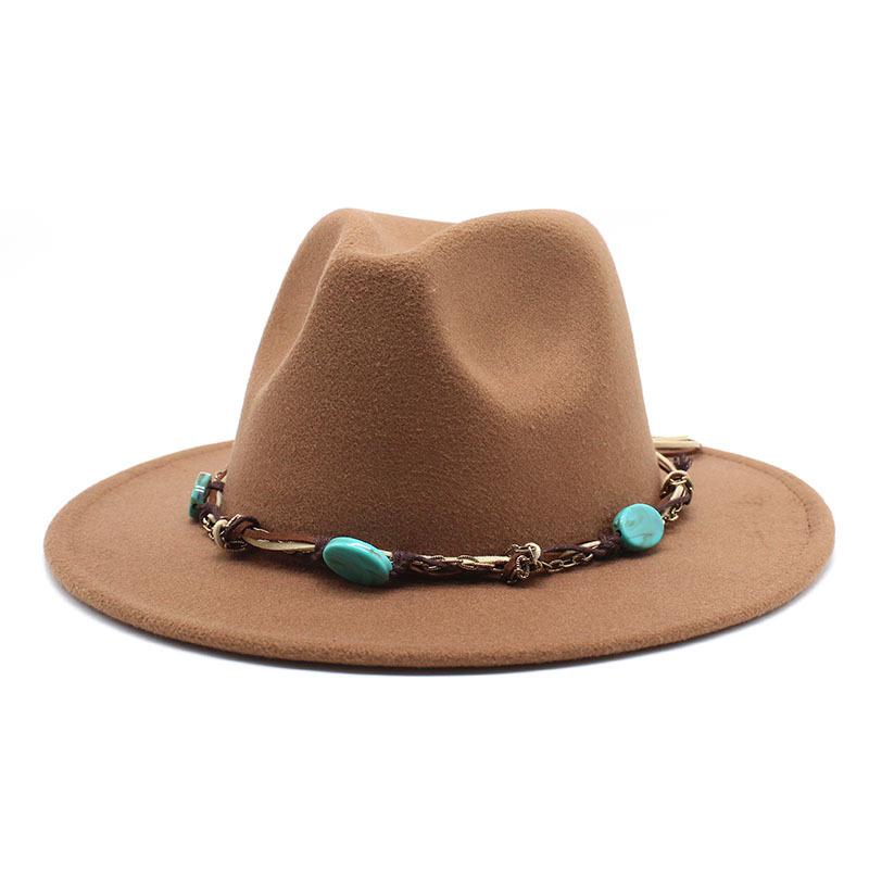 Emerald Western Region Style Top Hat Resin Accessories Jazz Hat Woolen Felt Hat