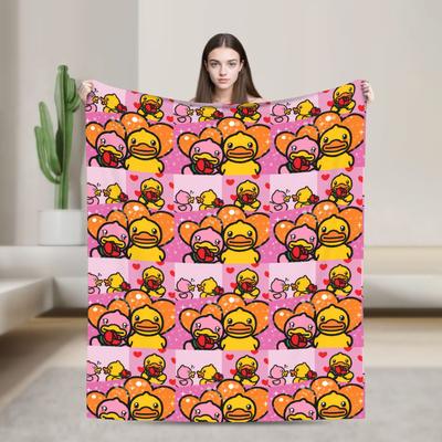 Yellow Duck Love Plush Blanket Child Flannel Bedding Throws For Couch Chair Sofa Bed Super Warm Custom Quality Bedspread Gift