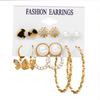 IF ME Korean Geometric Tassel Earring Set Simple Retro Leaf Heart Gold Earrings Jewelry Accessories