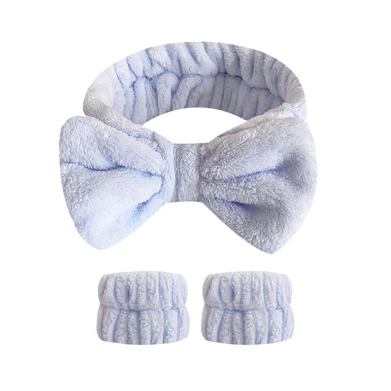 Cute bow headband and wristband set, Beauty makeup headband wristband, ladies spa headband for face washing, makeup headband, skincare headband