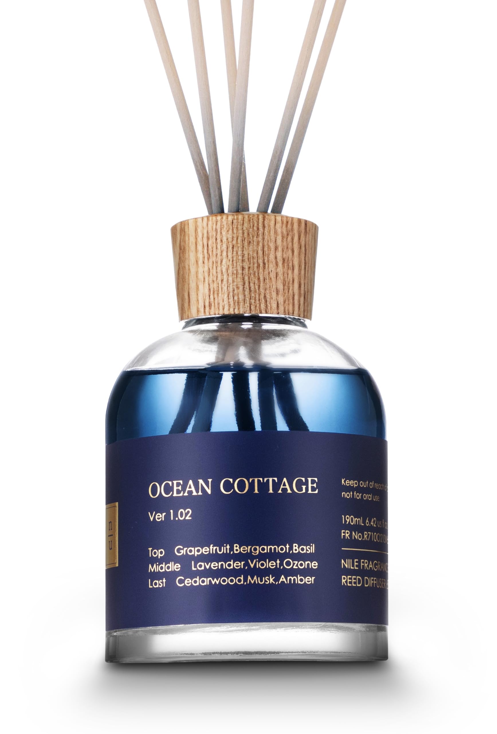 NILE Reed Marine Ocean Cottage Month 190ml Diffuser, Floral, Scent, Approx. 2.5 Supply,