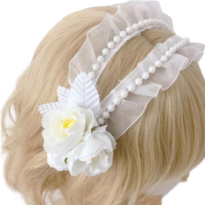 Cute Hair Accessory Hairband Lace Flower Hairpieces Hairpieces Elegant Cosplay Headbands for Parties and Weddings