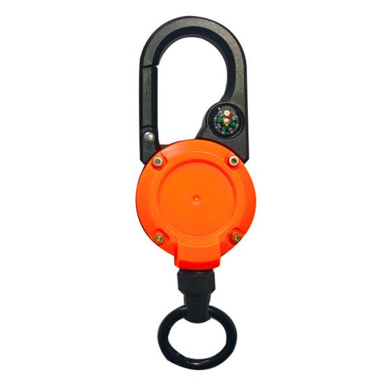 Retractable Keychain with Compass Steel Wire Carabiner Badge Reel Holder Clip Key Ring Heavy Duty Outdoor Camping Climbing Anti-lost Buckle