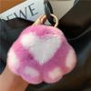 Kitten Paw Rex Rabbit Fur Keyring Pendant - Cute Plush Ball Bag Charm Birthday Gift