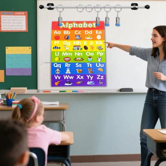 Magnetic Rod Set Multipurpose Magnetic Flip Calendar Holder Calendar Pocket Chart Easel Stand White Board Refrigerator Accessories