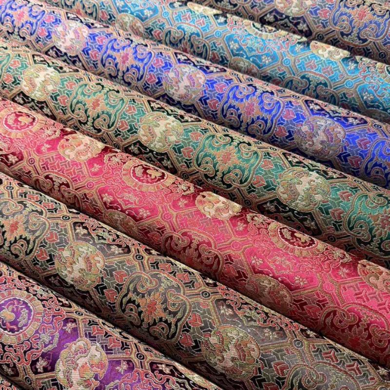 Traditional Song Jin Embroidered Silk Fabric Floral Pattern Ethnic Style for Sewing Clothing Coat Dress Chinese Hanfu Fabric