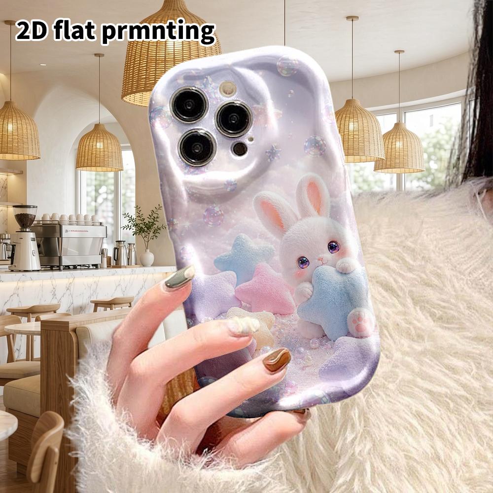 Phone Case: 2D Flat Design Suitable for iPhone 18 17 16 15 14 13 Pro Protective Case, Couple Style, Cute Soft Bunny, Christmas and Halloween Gift