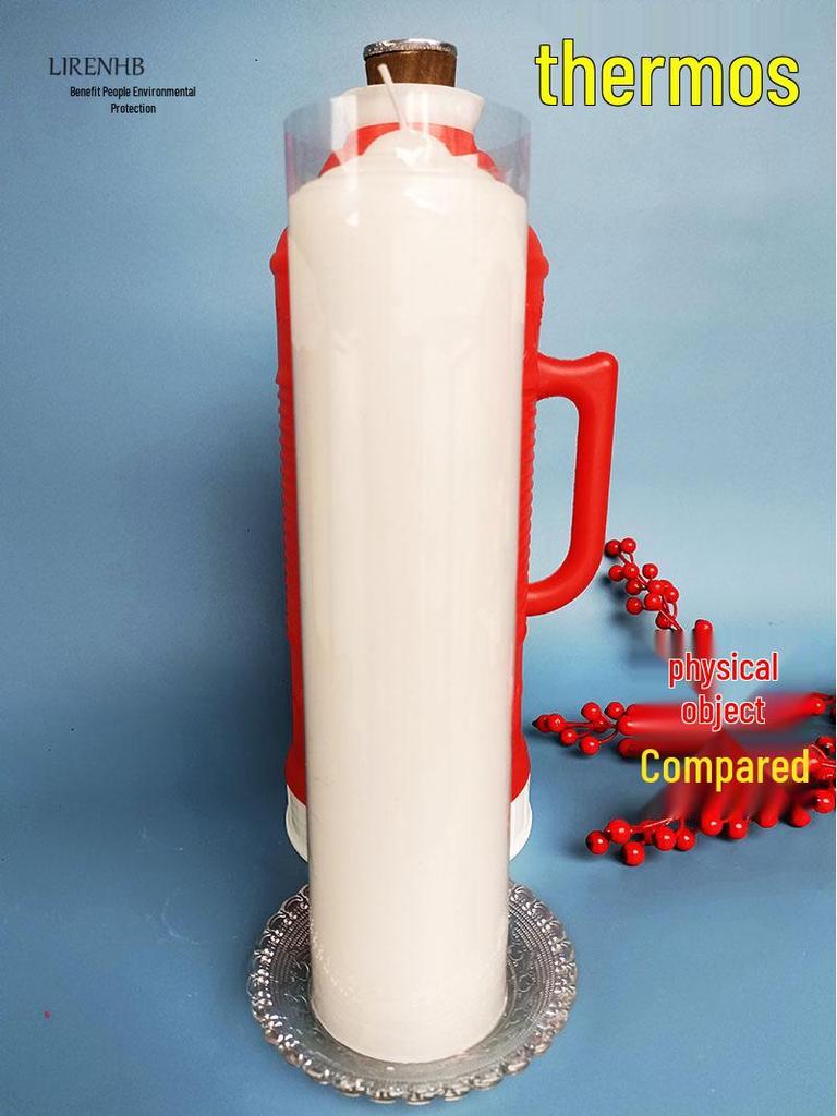 Large Red, White, & Yellow Cylinder Candle - Thick Household Lighting Candle